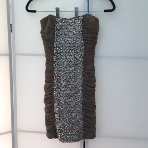 Strapless tan sparkly dress (NEVER WORN)